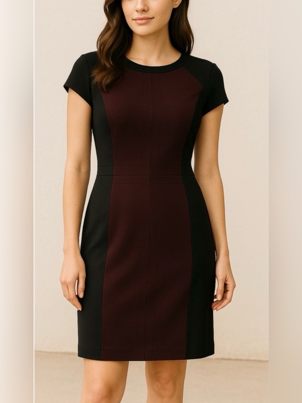 ZARA | NWT burgundy and black color block dress